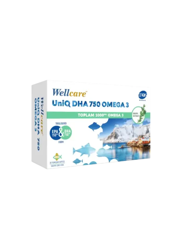 Wellcare UniQ DHA 750 Omega 3 1000mg Balık Yağı 30 Kapsül