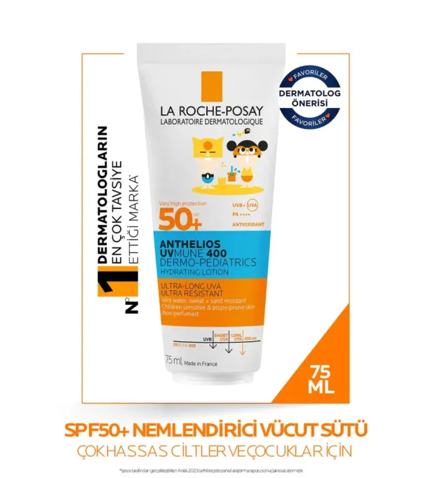 La Roche Posay Anthelios Dermo Pediatrics UVmune400 SPF50+ Hassas Ciltler ve Çocuklar İçin Güneş Koruyucu Vücut Sütü 75 ml