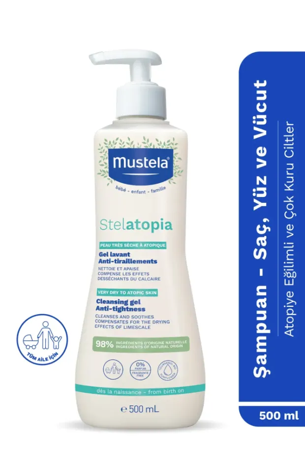 Mustela Stelatopia Cleansing Gel 500 ml Kuru Ciltler İçin Şampuan