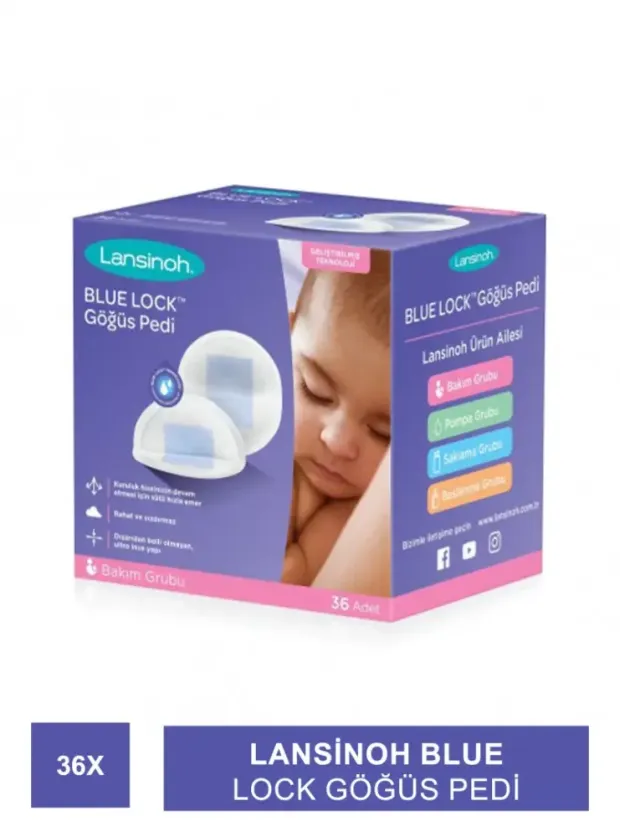 Lansinoh Blue Lock Göğüs Pedi 36lı