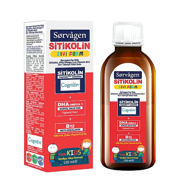 Sorvagen Smart Kids Sıvı Form - Sitikolin DHA Omega 3 Norveç Balık Yağı ve B12 - 150 ml