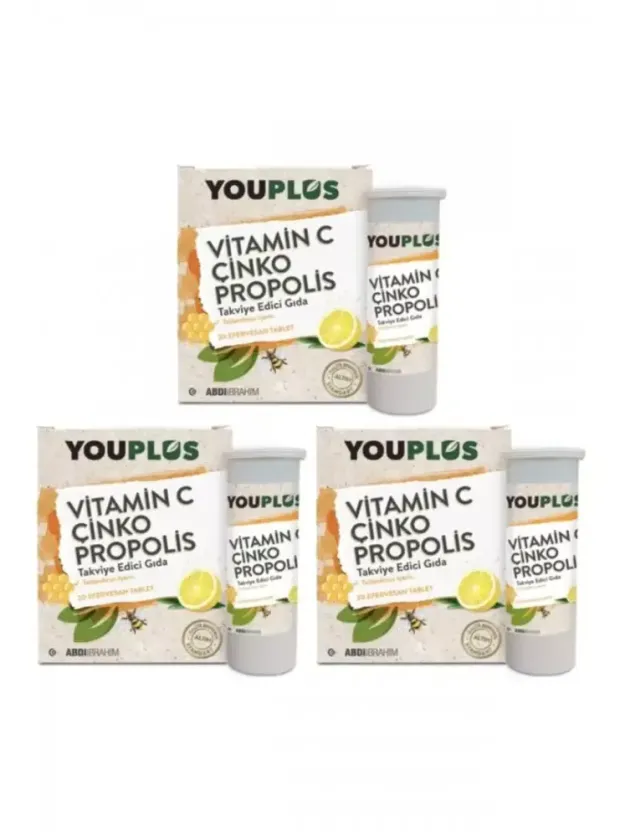 Youplus Vitamin C Çinko Propolis 20 Efervesan Tablet x 3 Adet