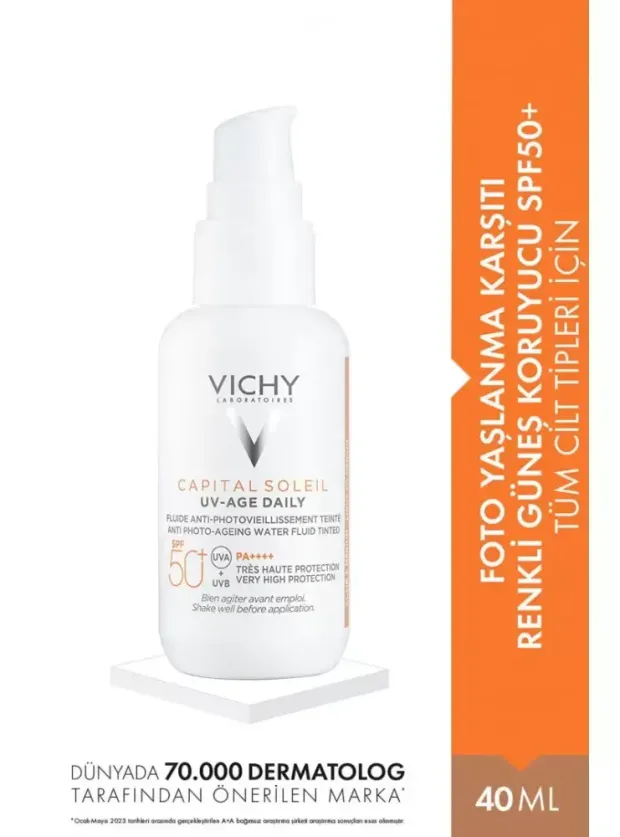 Vichy Capital Soleil UV -Age Daily-Spf 50+ Tinted Foto Yaşlanma Karşıtı Renkli Güneş Kremi 40 ml