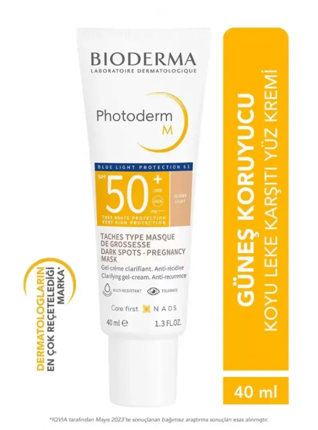 OUTLET-Bioderma Photoderm M SPF50+ Light Koyu Lekeye| Mavi Işığa Karşı SPF50+ Açık Renkli Yüz Güneş Kremi 40 ml