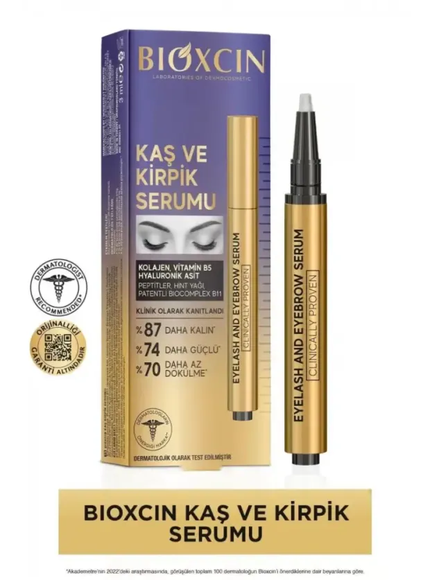 Bioxcin Kolajen ve Hyaluronik Asit İçerikli Kaş ve Kirpik Serumu 3 ml