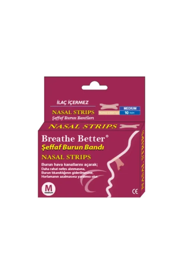 Breathe Better Şeffaf Burun Bandı 10 Adet - Medium