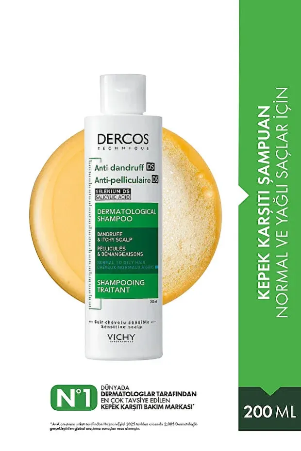 Vichy Dercos Anti-Pell Kepek Şampuanı Normal ve Yağlı Saçlar 200 ml