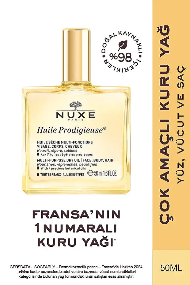 Nuxe Huile Prodigieuse Yüz Vücut Saçlar İçin Çok Amaçlı Kuru Yağ 50 ml
