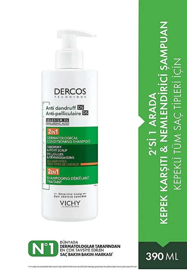 Vichy Dercos Anti-Dandruff Kepek Karşıtı Şampuan 2'si 1 Arada 390 ml