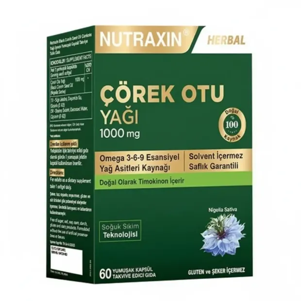 Nutraxin Çörek Otu Yağı 1000mg 60 Kapsül
