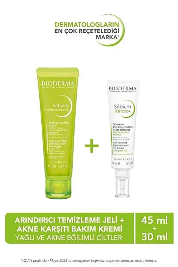 Bioderma Sebium Kerato+ Gel Cream 30 ml+Sebium Foaming Gel Active 45 ml Hediye