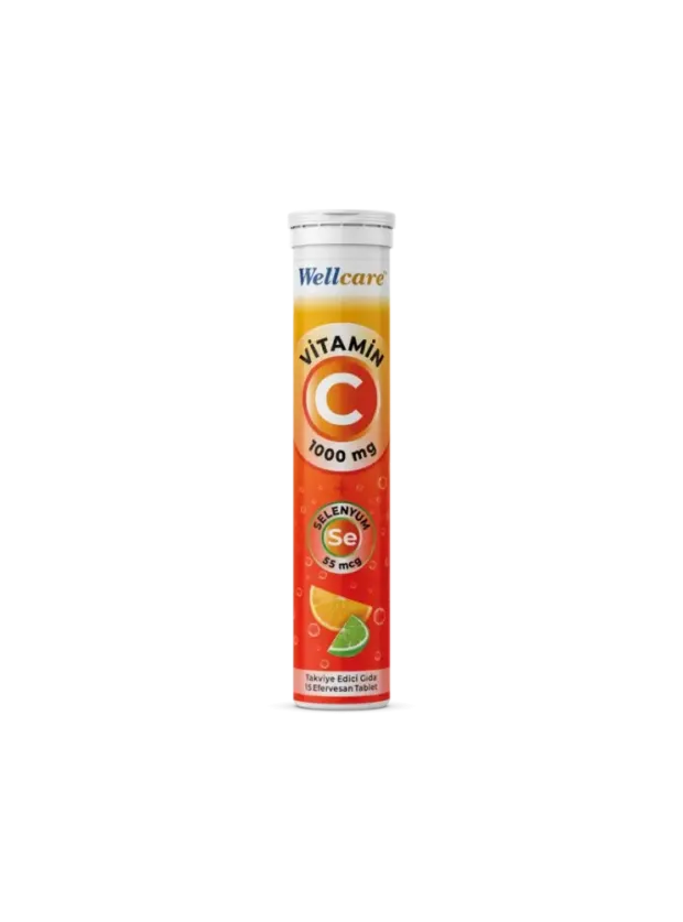 Outlet - Wellcare Vitamin C + Selenyum 55mcg 15 Efervesan Tablet