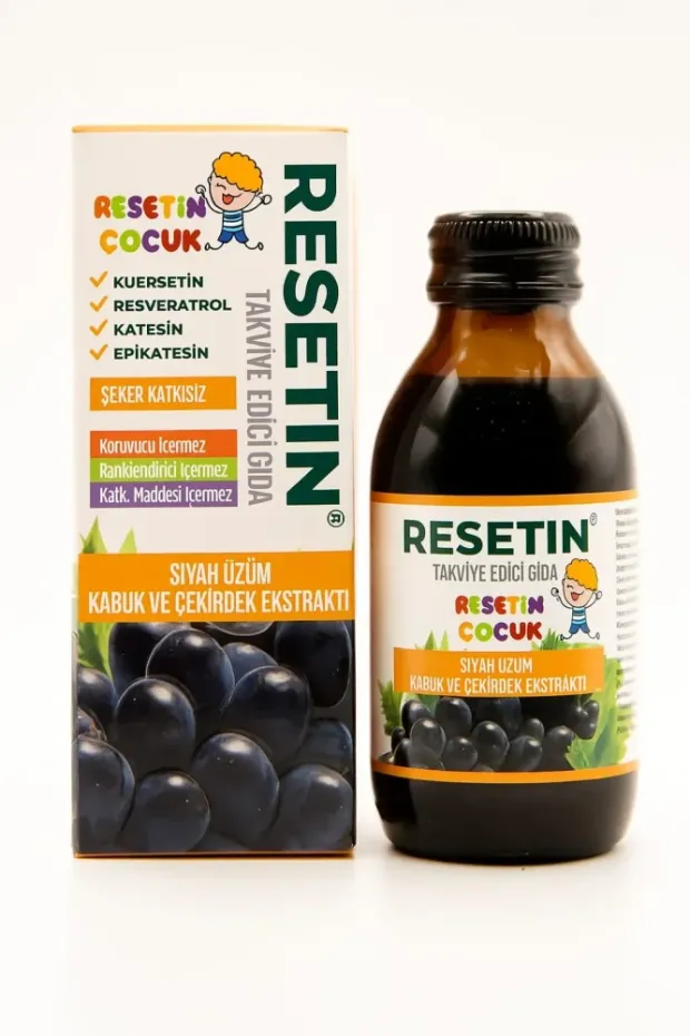 Resetin Çocuk Siyah Üzüm Kabuk ve Çekirdek Ekstraktı Takviye Edici Gıda 125 ml