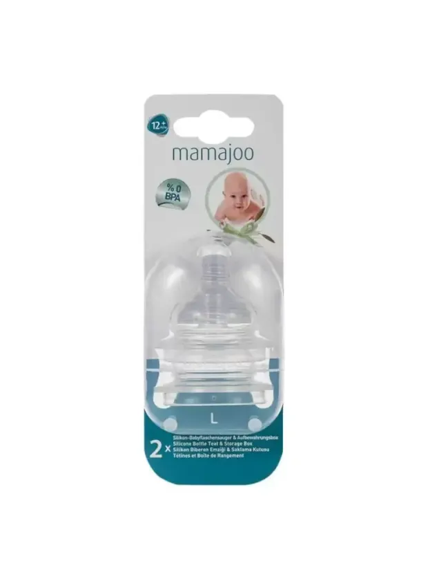Mamajoo %0 BPA Silikon Biberon Emziği İkili L No.3 12 ay+