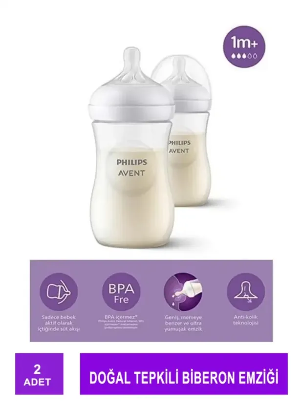 Philips Avent Response Doğal Tepkili 2'li Biberon 1+Ay NO:3 2x260ml -SCY903/02-