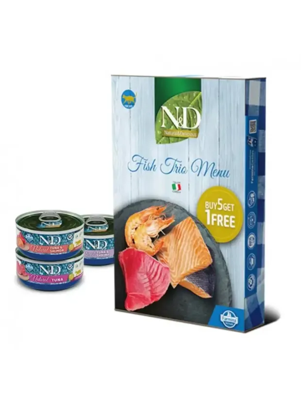 N&D Natural Kedi Konserve Balıklı Trio Menü 70 gr