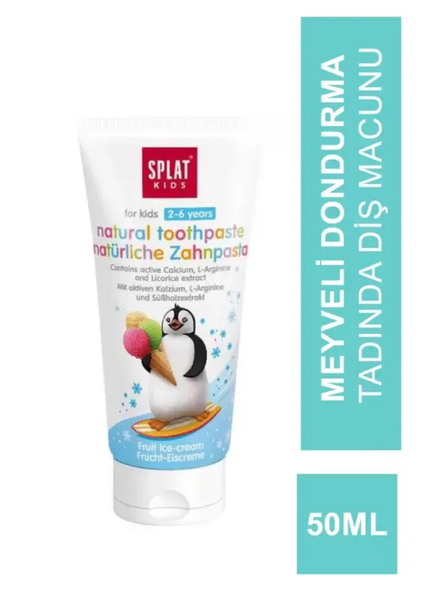 Splat Kids Natural Toothpaste Meyveli Dondurma Tadında 2-6 Yaş Diş Macunu 50ml