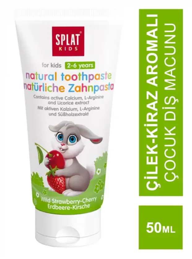 Splat Kids Natural Toothpaste Çilek-Kiraz Tadında 2-6 Yaş Diş Macunu 50ml