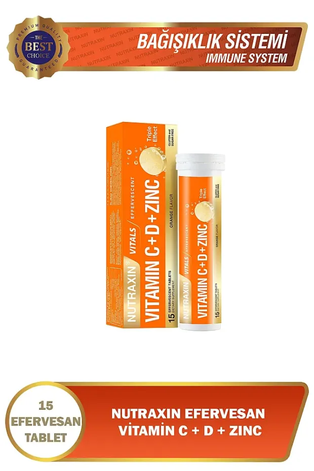 Nutraxin Vitamin C-D-Zinc 15 Efervesan Tablet