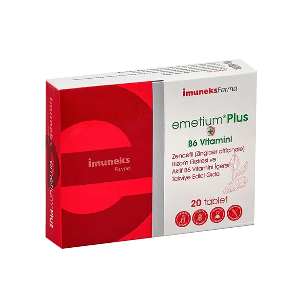 İmuneks Emetium Plus Zencefil Rizom Ekstresi Ve Aktif B6 Vitamini Içeren Takviye Edici Gıda 20 Tablet