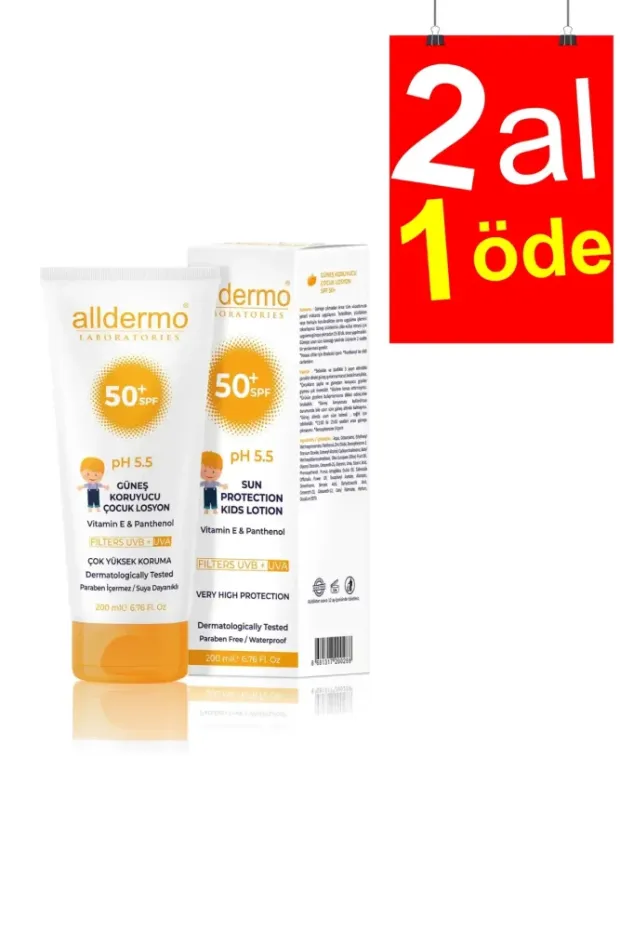 Alldermo Çocuk Güneş Losyonu SPF50 200 ml - 2AL1ÖDE