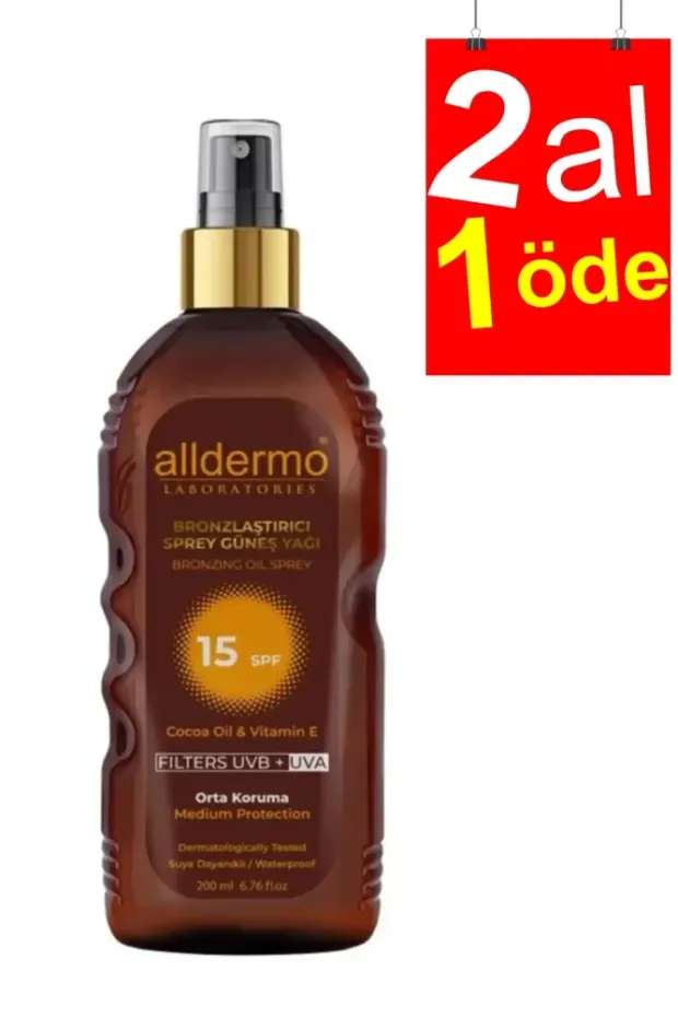Alldermo Bronzlaştırıcı Sprey Güneş Yağı Spf 15 200 ml - 2AL1ÖDE