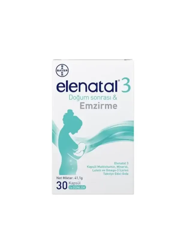 Elenatal 3 Multivitamin| Mineral ve Omega-3 İçeren Takviye Edici Gıda 30 Kapsül