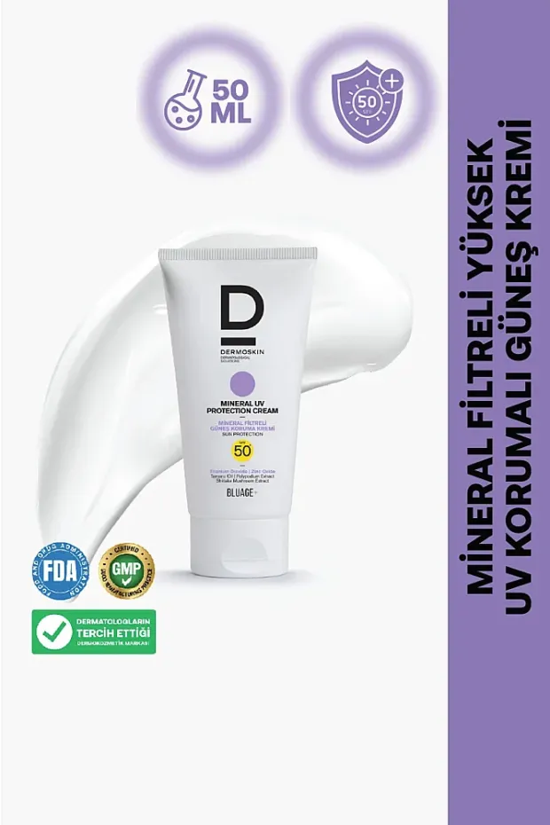 Dermoskin Bluage+ SPF50+ Mineral Filtreli Güneş Koruma Kremi 50 ml