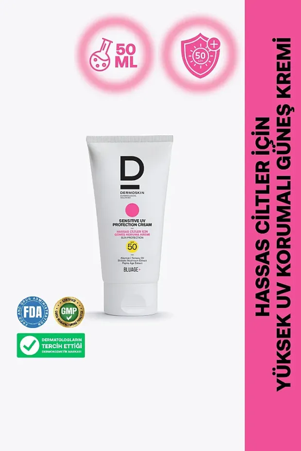 Dermoskin Bluage+ SPF50+ Hassas Ciltler İçin Güneş Kremi 50 ml