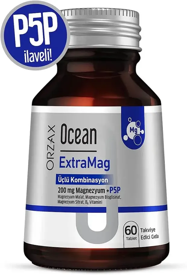 Ocean ExtraMag Üçlü Kombinasyon P5P ilaveli 60 Tablet Takviye Edici Gıda