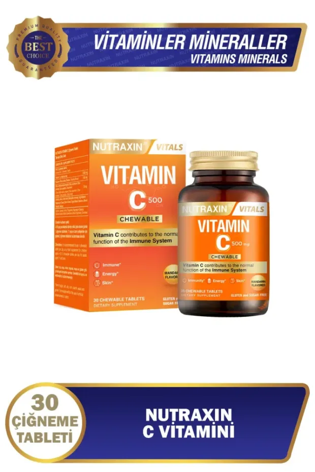 Nutraxin Vitamin C 500 mg 30 Çiğneme Tableti