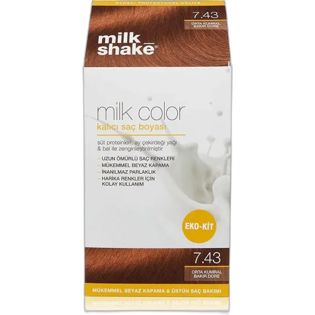Milk Shake Milk Color Eko Kit Saç Boyası Orta Kumral Bakır Dore -7.43 (KÖPÜKSÜZ)
