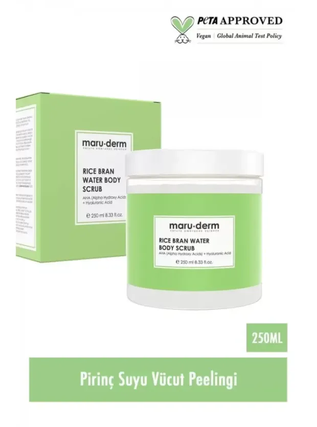 Maruderm Body Scrub ; Pirinç Suyu Vücut Peelingi ; AHA + Hyaluronik Asit 250 ML