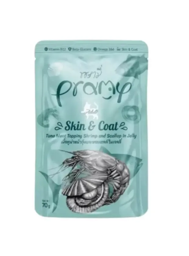 Pramy Jöle İçinde Karidesli, Deniz Taraklı Ve Ton Balıklı Yetişkin Kedi Maması 70G