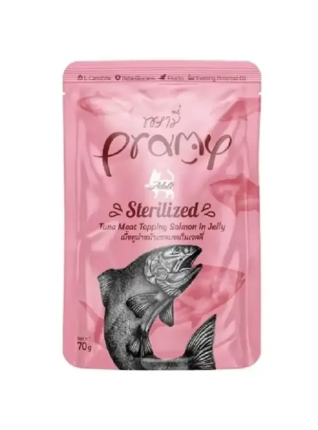 Pramy Jöle İçinde Somonlu Ve Ton Balıklı Yetişkin Kedi Maması 70G