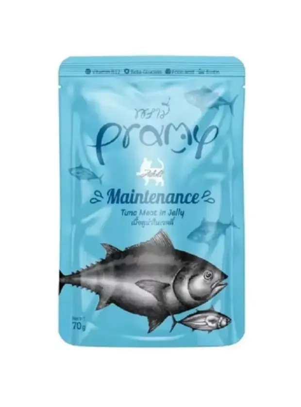 Pramy Jöle İçinde Yağsız Ton Balıklı Yetişkin Kedi Maması 70G