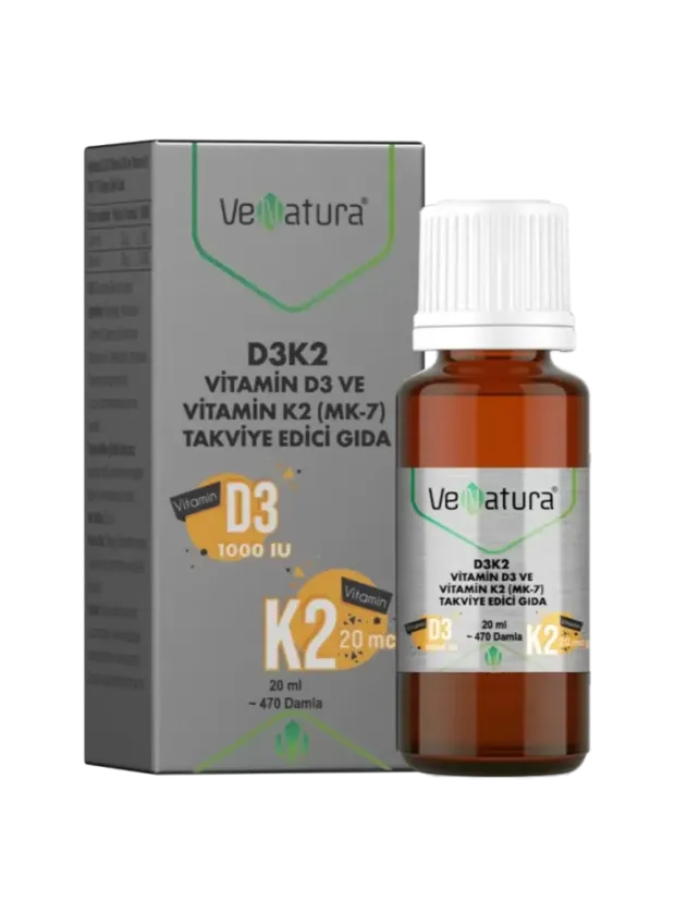 VeNatura Vitamin D3K2 ve Menaquinon 7 Takviye Edici Gıda 20 ml