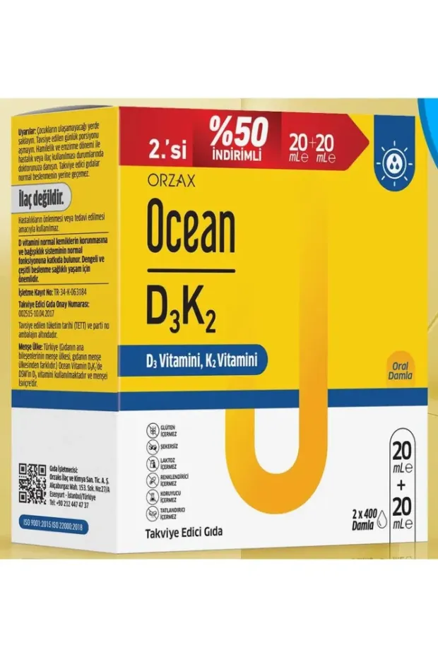 Ocean D3K2 Damla 20ml x 2 Adet Avantajlı Paket
