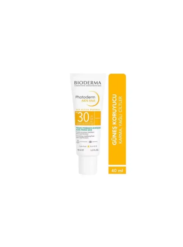 OUTLET - Bioderma Photoderm SPF 30 AKN Mat Yağlı| Akneli Cilt için Sivilce Karşıtı Matlaştırıcı Güneş Kremi 40 ml