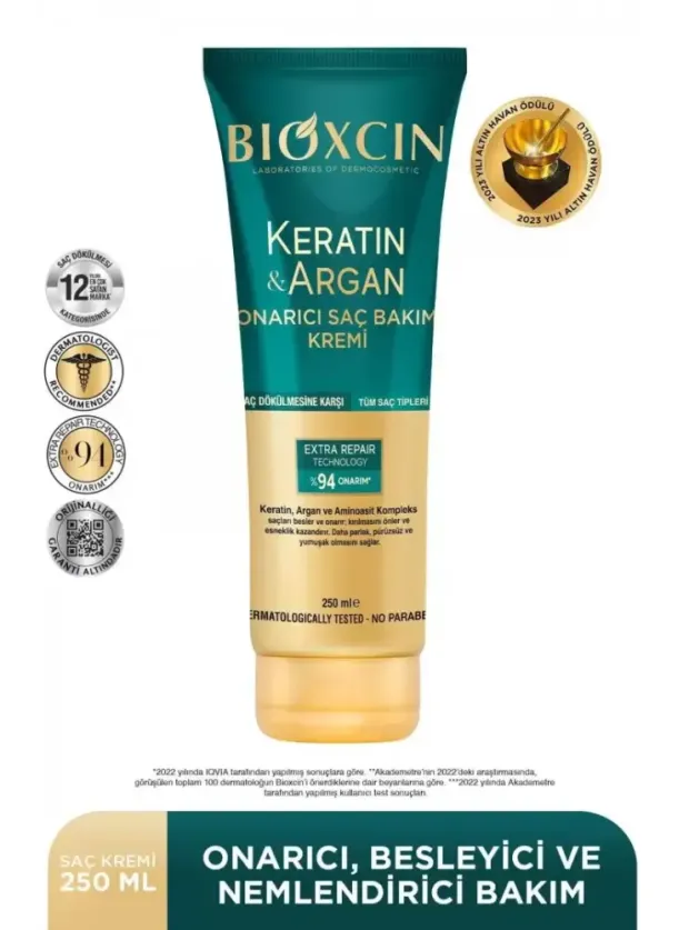 Bioxcin Keratin & Argan Onarıcı Saç Bakım Kremi 250 ml