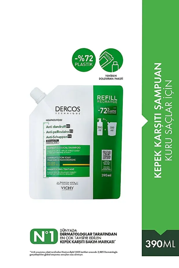 Vichy Dercos Anti Dandruff Kuru Saçlar İçin Kepek Karşıtı Şampuan Refill 390 ml