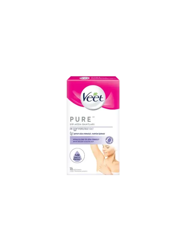 Veet Hipoalerjenik Sir Ağda Bandı Pure Bikini Bölgesi ve Koltuk Altı 16lı + 3 Adet Temizleme Mendili Hediye