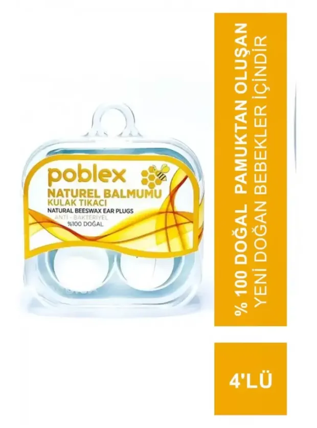 Poblex Naturel Balmumu Kulak Tıkacı - Kulak Koruyucu Tıpası 4'lü