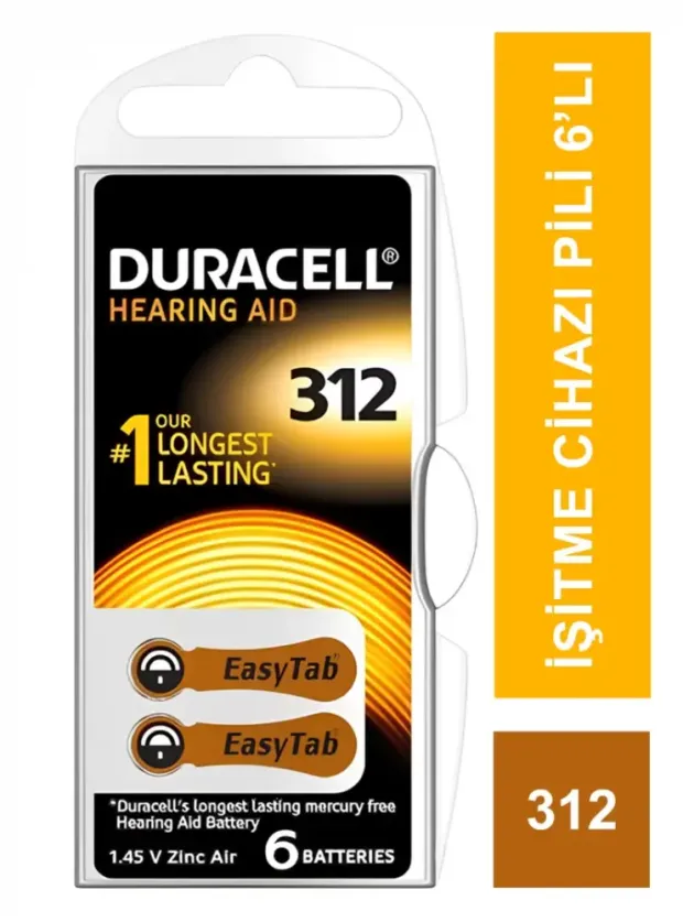 Duracell Activair İşitme Cihazı Pili 6'lı No: 312