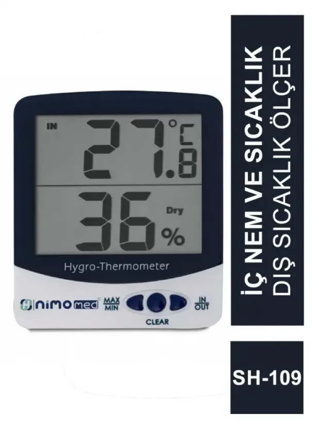 Nimo Med Dijital İç Nem ve Sıcaklık / Dış Sıcaklık Ölçer - SH - 109 -