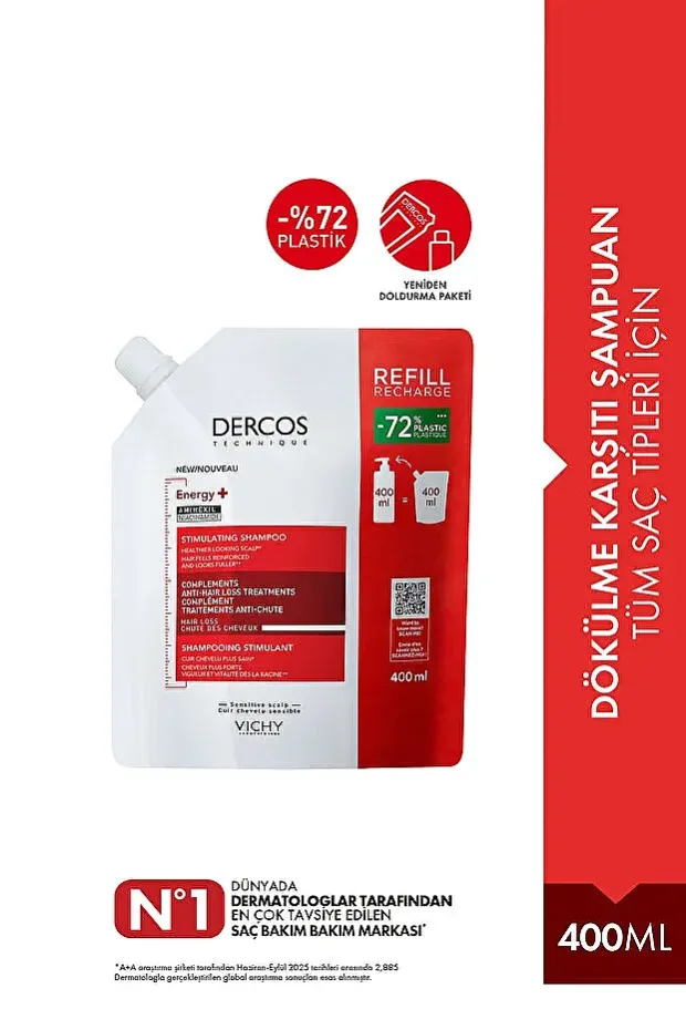 Vichy Dercos Energisant Saç Dökülmesine Karşı Şampuan Refill 400 ml
