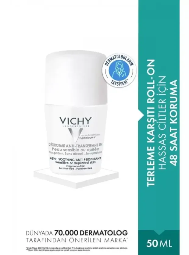 Vichy Deo Sensitive Terleme Karşıtı Hassas Ciltler Roll-On 50ml 48 Saat Etkili