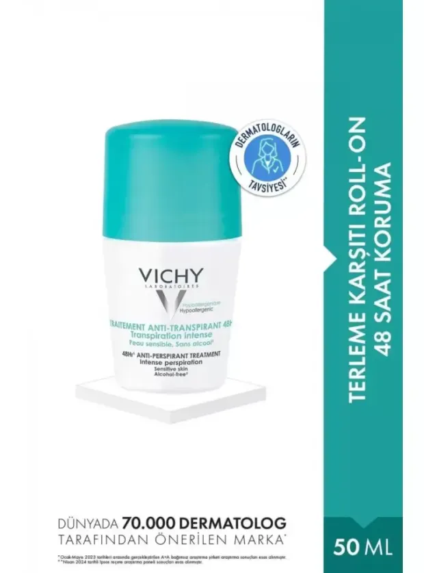 Vichy Deo Anti Transpirant Roll On Yoğun Terleme Karşıtı 48 Saat Etkili Roll On Deodorant 50 ml