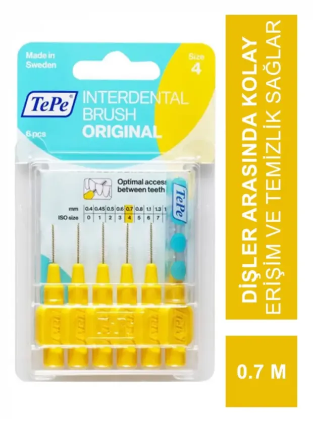 TEPE İnterdental Brush Blister Diş Arası Fırçası Sarı 0.7 mm 6 lı
