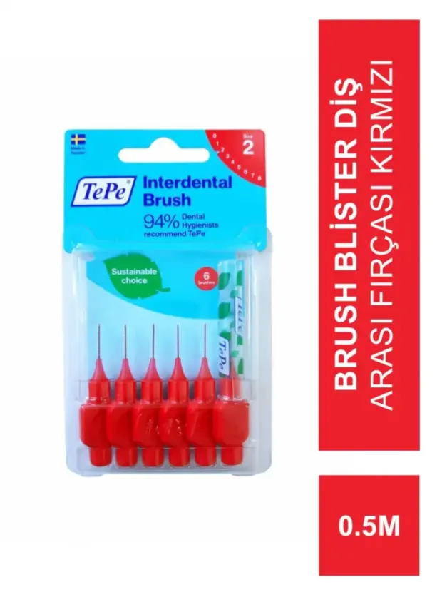 TEPE Blister Arayüz Diş Fırçası Kırmızı 0.5 mm 6 lı